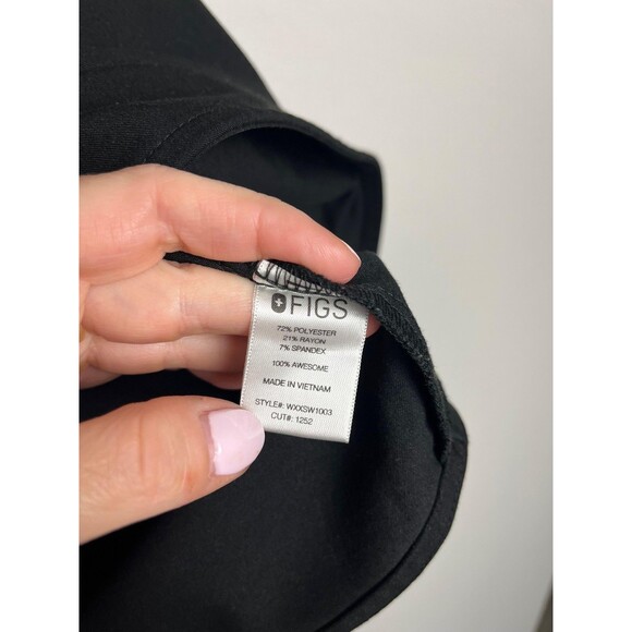 FIGS Scrub Shirt Womens S Black Technical Collection V Neck Cap Sleeve - Picture 3 of 4
